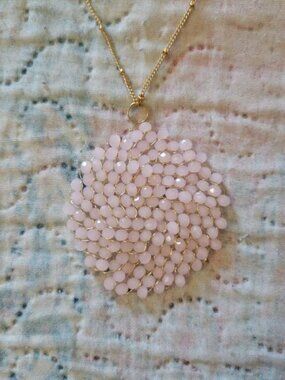 Pink Circle Crystal Pendant Necklace
